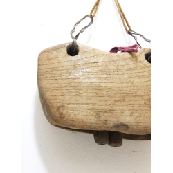 Dzwonek pasterski drewniany Vintage na sznurze 25x16cm
